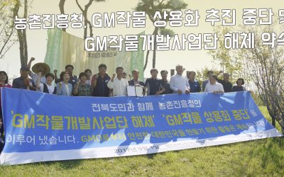 [보도자료] 농촌진흥청, GM작물 상용화     추진 중단 및 GM작물개발사업단 해체 약속